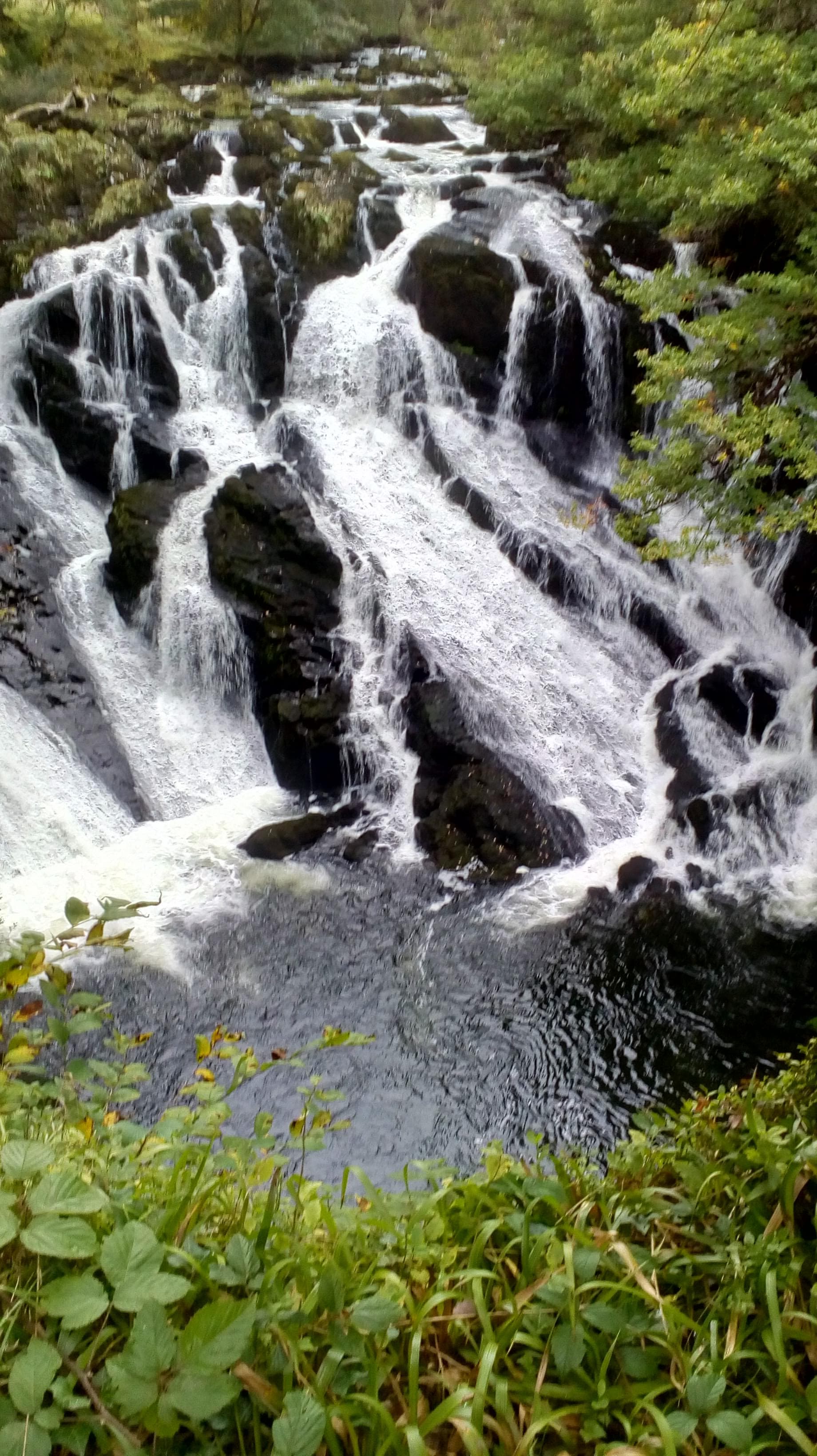 Water flowing over rocks in Wales.